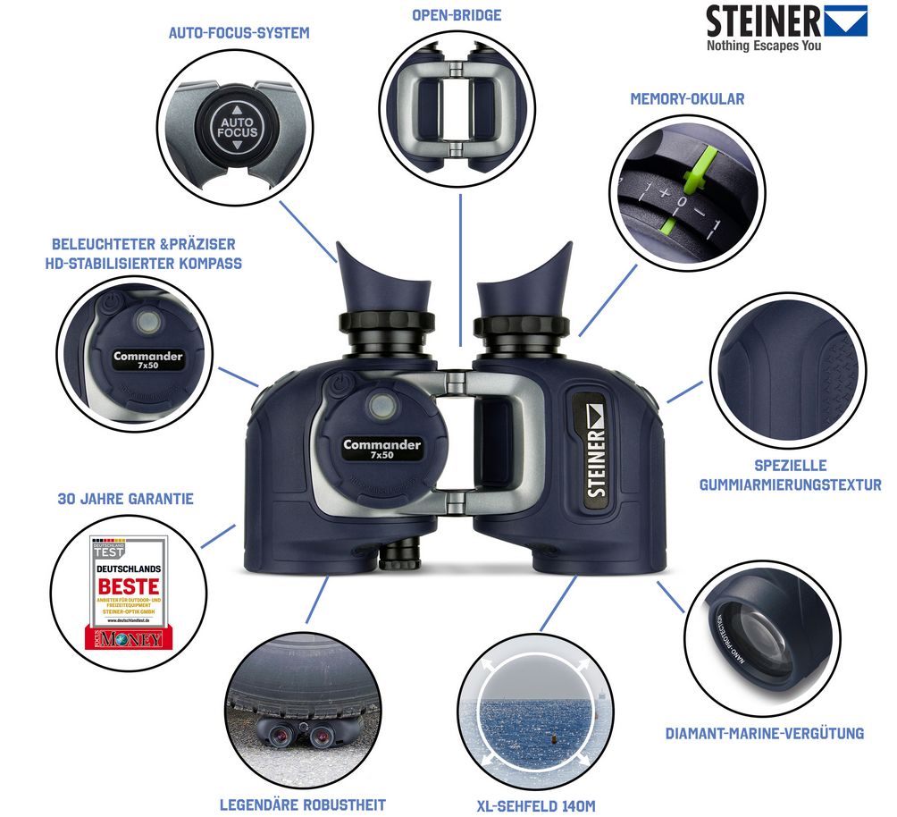 Fernglas Steiner Commander 7x50C+Kompass