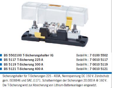 T-Sicherung BS5119 300A ohne Halter